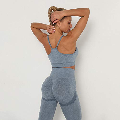 SUIYI Temporada de Verano Yoga Slim Fit Azul Yoga Pantalon Elásticos Cintura Alta Yoga Mallas Deportivas para Mujeres, Polainas para Correr con Control De