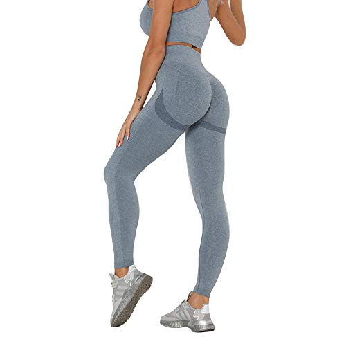 SUIYI Temporada de Verano Yoga Slim Fit Azul Yoga Pantalon Elásticos Cintura Alta Yoga Mallas Deportivas para Mujeres, Polainas para Correr con Control De