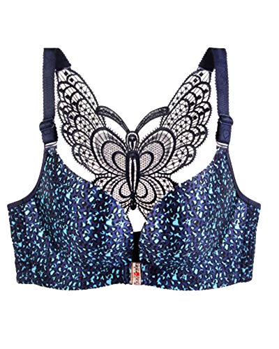 Sujetador Clásico Cierre Delantero para Mujer Ropa Interior Elasticidad Belleza De Vuelta Leopardo Azul 40/90B Sujetador Clásico Cierre Delantero para Mujer Ropa Interior Elasticidad Belleza De Vuelta Leopardo Azul 40/90B