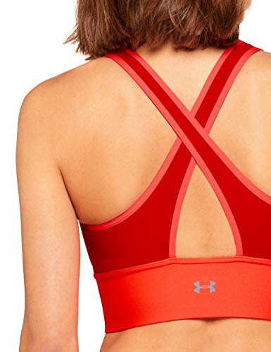 Sujetador deportivo para mujer Under Armour Cross Back Clutch, Mujer, 1303477-877, After Burn/Radio Red/Reflective, Large