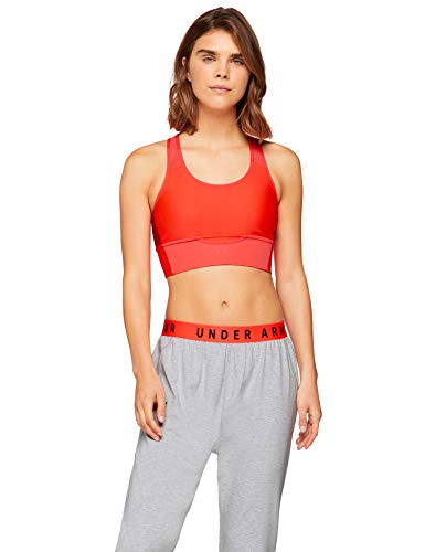 Sujetador deportivo para mujer Under Armour Cross Back Clutch, Mujer, 1303477-877, After Burn/Radio Red/Reflective, Medium