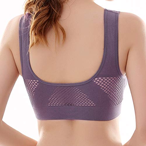 Sujetador Deportivo para Mujeres Bra con Almohadillas Extraíbles para Correr Sin Costuras Yoga Ropa Negro Blanco Nude Violeta Rojo, 2 Piezas