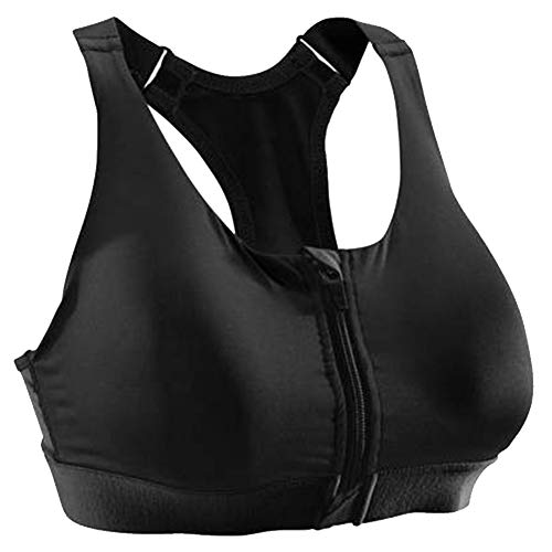 Sujetador deportivo, ropa interior, mujeres sin llantas, cremallera frontal, soporte de amortiguación de secado rápido para ejercicios aeróbicos, correr, deportes de raqueta, trampolín y otros sal