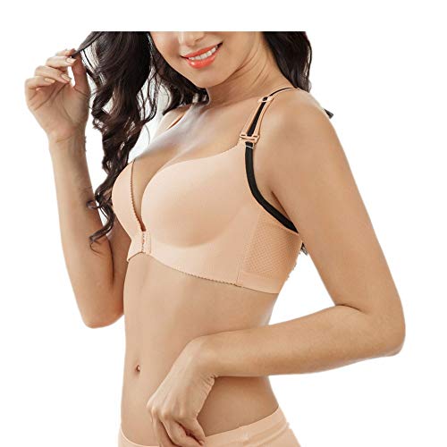 Sujetador Encaje Push Up Cierre Delantero con Aros para Mujer - Patrón de Zorro, Espalda Hermosa Carne 01 46 / 105D