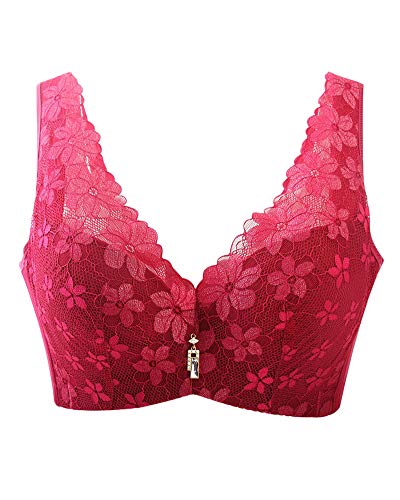 Sujetador Sin Aros Encaje Flor Básico Blanda para Mujer Correa De Hombro Ancho Sostén Vino Rojo 44/100CD Sujetador Sin Aros Encaje Flor Básico Blanda para Mujer Correa De Hombro Ancho Sostén Vino Rojo 44/100CD