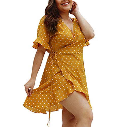 Sulifor Vestido de Manga Corta con Cuello en V y Lunares,Vestido con Cuello en V para Mujer,Vestido de Verano para Vacaciones,Vestido Talla Grande,Vestido Casual de Playa Sulifor Vestido de Manga Corta con Cuello en V y Lunares,Vestido con Cuello en V para Mujer,Vestido de Verano para Vacaciones,Vestido Talla Grande,Vestido Casual de Playa