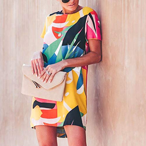 Sulifor Vestido de Verano de Manga Corta Casual para Mujer,Vestido con Estampado de Damas y Cuello Redondo,Vestido, Vestido Especial de Verano de la Playa Sulifor Vestido de Verano de Manga Corta Casual para Mujer,Vestido con Estampado de Damas y Cuello Redondo,Vestido, Vestido Especial de Verano de la Playa