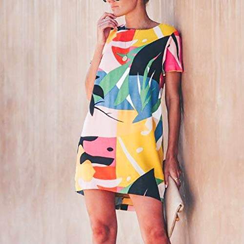 Sulifor Vestido de Verano de Manga Corta Casual para Mujer,Vestido con Estampado de Damas y Cuello Redondo,Vestido, Vestido Especial de Verano de la Playa Sulifor Vestido de Verano de Manga Corta Casual para Mujer,Vestido con Estampado de Damas y Cuello Redondo,Vestido, Vestido Especial de Verano de la Playa