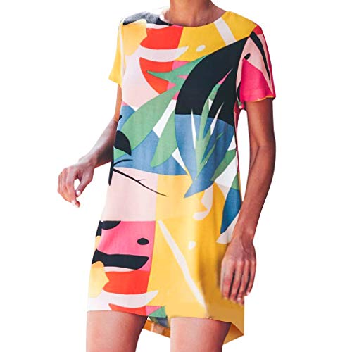 Sulifor Vestido de Verano de Manga Corta Casual para Mujer,Vestido con Estampado de Damas y Cuello Redondo,Vestido, Vestido Especial de Verano de la Playa Sulifor Vestido de Verano de Manga Corta Casual para Mujer,Vestido con Estampado de Damas y Cuello Redondo,Vestido, Vestido Especial de Verano de la Playa