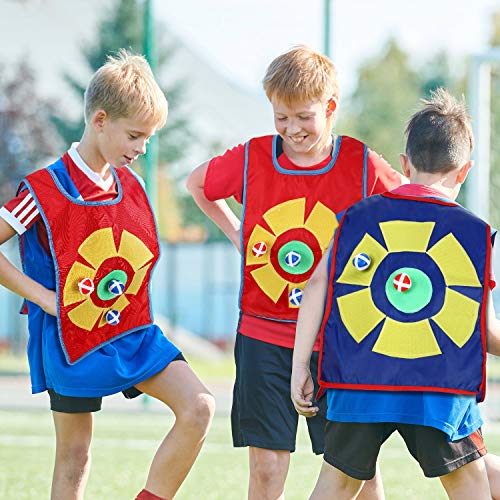 Sumind Juego de 12 Piezas Juegos de Dodgeball Incluyes 2 Piezas Chalecos Azules y Rojos y 10 Piezas Bolas de Esquivar para Niños Padres Juego de Dodge en Interiores y Exteriores