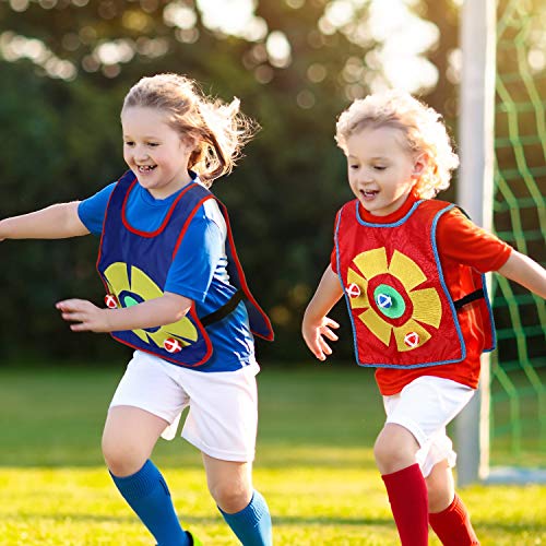 Sumind Juego de 12 Piezas Juegos de Dodgeball Incluyes 2 Piezas Chalecos Azules y Rojos y 10 Piezas Bolas de Esquivar para Niños Padres Juego de Dodge en Interiores y Exteriores