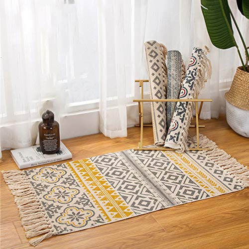 Sumshy Alfombra etnica Bohemia algodón y Ropa Alfombra Sala alfombras de habitacion de Estar Dormitorio cabecera Alfombra étnica Vintage Borla de Viento - 90x60cm Sumshy Alfombra etnica Bohemia algodón y Ropa Alfombra Sala alfombras de habitacion de Estar Dormitorio cabecera Alfombra étnica Vintage Borla de Viento - 90x60cm
