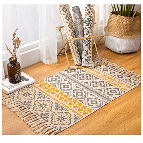 Sumshy Alfombra etnica Bohemia algodón y Ropa Alfombra Sala alfombras de habitacion de Estar Dormitorio cabecera Alfombra étnica Vintage Borla de Viento - 90x60cm Sumshy Alfombra etnica Bohemia algodón y Ropa Alfombra Sala alfombras de habitacion de Estar Dormitorio cabecera Alfombra étnica Vintage Borla de Viento - 90x60cm