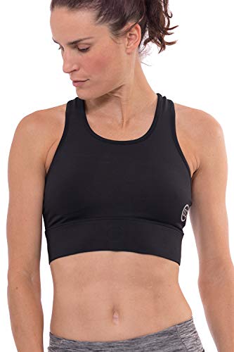 Sundried Sujetador de los Deportes de Cultivos Top para Mujer Camiseta de Entrenamiento Correr Gimnasio Entrenamiento de la Yoga (Negro, M)