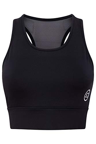Sundried Sujetador de los Deportes de Cultivos Top para Mujer Camiseta de Entrenamiento Correr Gimnasio Entrenamiento de la Yoga (Negro, M)
