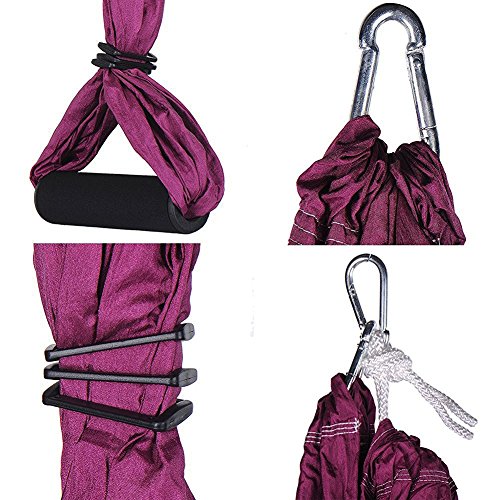 SUNERLORY Hamaca de nailon para yoga aéreo o con correa para trapecio, kit de fitness para inversión antigravedad (morado)