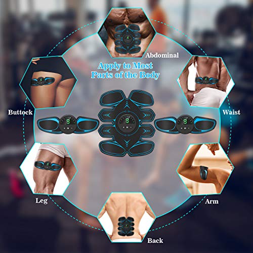 SUNGYIN EMS - Estimulador muscular de abdominales ABS, dispositivo de entrenamiento profesional USB, electroestimulación eléctrica abdominal, cinturón de fitness para mujeres y hombres (8 unidades)