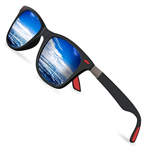 Sunmeet Gafas de Sol Polarizadas Hombre Mujere para Conducir Deportes100% Protección UV400 Gafas para Conducción(Azul/Negro)