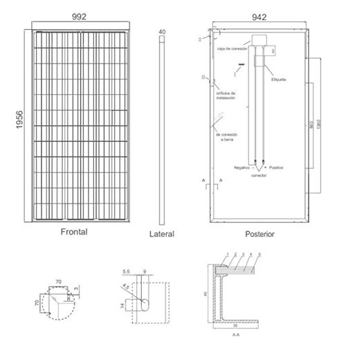 SunneSolar - Panel Solar Policristalino de 330W, 24V y 72 células ideal Para Vivienda Habitual Chalets e Instalaciones en Casas de Campo SunneSolar - Panel Solar Policristalino de 330W, 24V y 72 células ideal Para Vivienda Habitual Chalets e Instalaciones en Casas de Campo