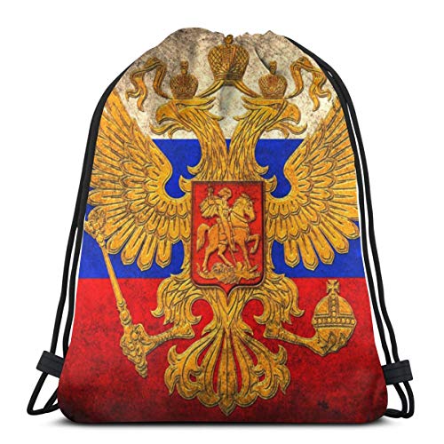 Sunny R Mochila con cordón de Bandera Rusa Mochila Gimnasio Bolsa de Baile Mochila para Senderismo Bolsas de Viaje de Playa 17×14 Pulgada