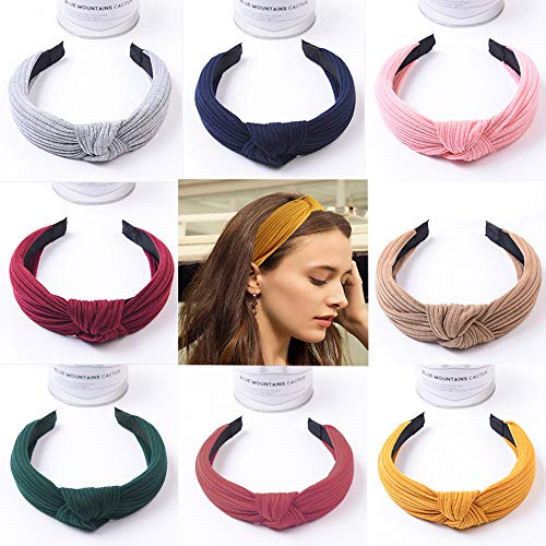 SUNPAT 10Pcs de Pelo Anchas Diadema de Nudo Bandas de Pelo Para la Cabeza Turbantes para Mujer Diadema Para Mujer Chica Niña Accesorio de Pelo 10 Colores Variados