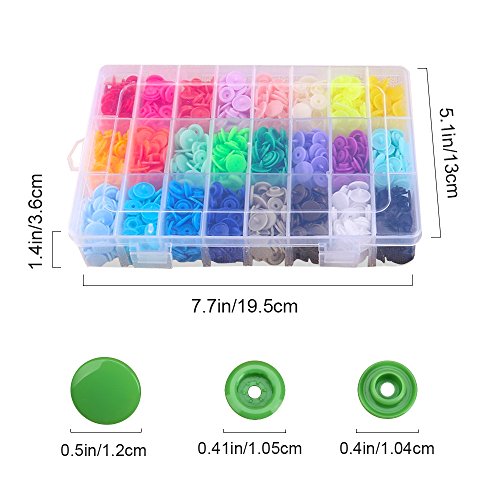 SUNTATOP Alicates de Presión + 360 Set Resin T5 Botones de Plástico Botón de Presión de Resina DIY 24 Colores (Conjunto de botones)