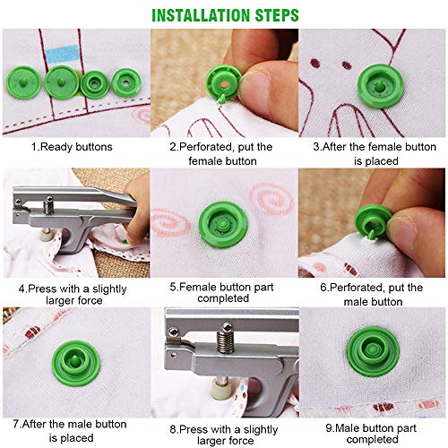 SUNTATOP Alicates de Presión + 360 Set Resin T5 Botones de Plástico Botón de Presión de Resina DIY 24 Colores (Conjunto de botones)