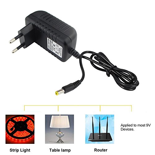 SunTop Transformador 9V Adaptador de corriente de 9V 1A 5,5 x 2,1mm Adaptador del Convertidor 100-240V DC Fuente de alimentación cargador de pare