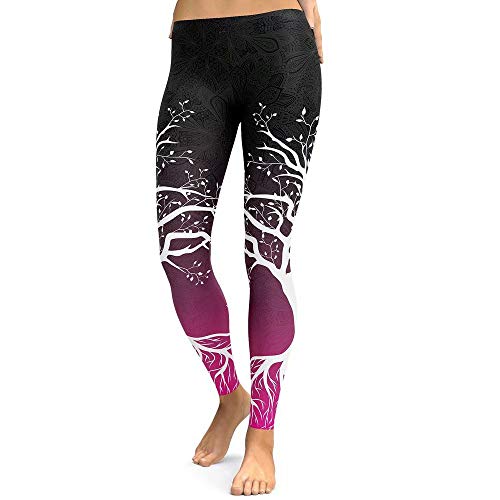 SUNXIN Mujer Pantalones Largos Deportivos Patrón de árbol Leggings para Running, Yoga y Ejercicio