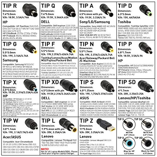 Sunydeal Computadora portátil Cargador Universal Fuente de alimentación Adaptador Cable ordenador 15V 16V 18.5V 19V 19.5V 20V 24V para Acer ASUS Sony Toshiba HP Dell LG Lenovo IBM Fujitsu Packard Bell Sunydeal Computadora portátil Cargador Universal Fuente de alimentación Adaptador Cable ordenador 15V 16V 18.5V 19V 19.5V 20V 24V para Acer ASUS Sony Toshiba HP Dell LG Lenovo IBM Fujitsu Packard Bell