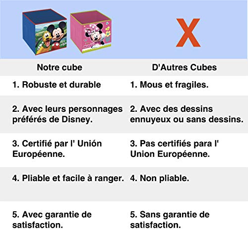 Superdiver Cubo Organizador Plegable de Tela Disney Mickey Mouse para Niño - Caja de Almacenaje para Juguetes Compatible con Kallax de IKEA para Dormitorio Infantil 31x31x31cm