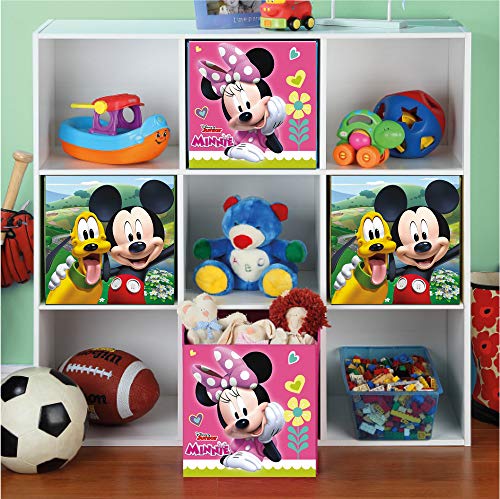 Superdiver Cubo Organizador Plegable de Tela Disney Minnie Mouse para Niña - Caja de Almacenaje para Juguetes Compatible con Kallax de IKEA para Dormitorio Infantil - 31x31x31 cm