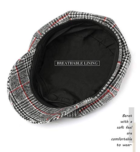 Superora Boinas Mujer Francesa Vintage Sombreros de Mujer Fiesta Invierno Clásico Gorro Caliente Beret Francés Beanie Cozy Enrejado Superora Boinas Mujer Francesa Vintage Sombreros de Mujer Fiesta Invierno Clásico Gorro Caliente Beret Francés Beanie Cozy Enrejado