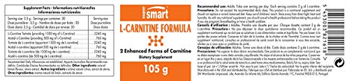 Supersmart - L-Carnitine Formula – Con Acetil & Tartrato – Aminoácidos – Suplemento para la Recuperación Muscular & Desempeño Atlético | No OMG – 105 g