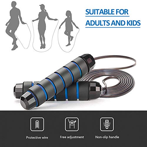 Supertrip Saltar la Cuerda para Adultos Sin Enredos con Rodamientos de Bolas Comba de Saltar Asa de Espuma Ajustable y con Memoria Cuerda para Saltar Supertrip Saltar la Cuerda para Adultos Sin Enredos con Rodamientos de Bolas Comba de Saltar Asa de Espuma Ajustable y con Memoria Cuerda para Saltar