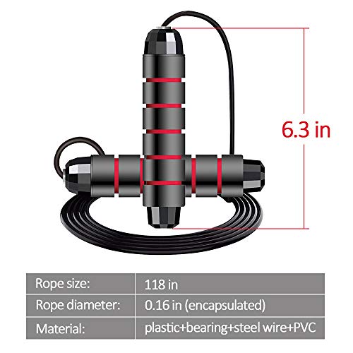 Supertrip Saltar la Cuerda para Adultos Sin Enredos con Rodamientos de Bolas Comba de Saltar Asa de Espuma Ajustable y con Memoria Cuerda para Saltar