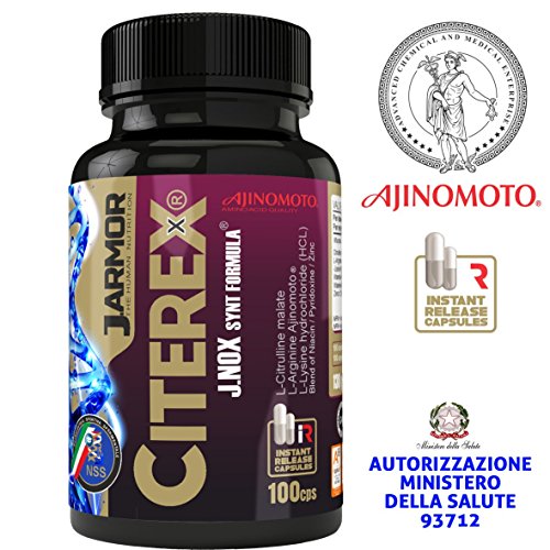 Suplemento de refuerzo de aminoácidos | Malato de citrulina Arginina Ajinomoto Zinc Lisina | Promueve el nivel normal de testosterona y óxido nítrico | Masa muscular | 100 cápsulas de 1000 mg