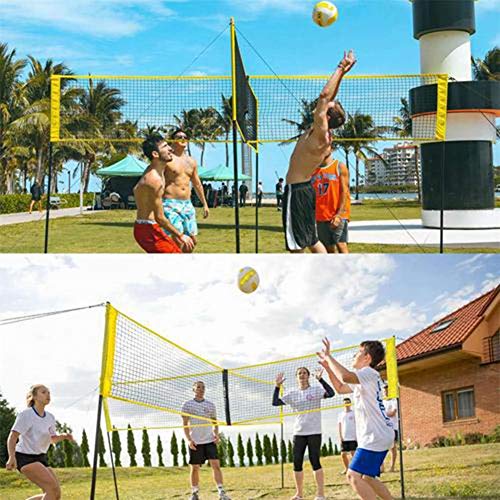 Suppemie - Red de voleibol de cuatro lados para voleibol portátil, red de entrenamiento ajustable, para playa, jardín o actividades al aire libre