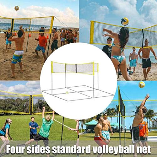 Suppemie - Red de voleibol de cuatro lados para voleibol portátil, red de entrenamiento ajustable, para playa, jardín o actividades al aire libre