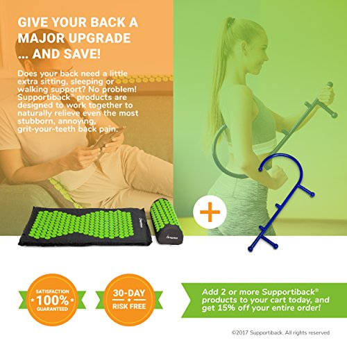 Supportiback® Estera y almohada de acupresión y bienestar – Alivia el dolor de espalda y cuello, relaja los músculos y reduce el insomnio – incluye funda lavable y bolsa de viaje Supportiback® Estera y almohada de acupresión y bienestar – Alivia el dolor de espalda y cuello, relaja los músculos y reduce el insomnio – incluye funda lavable y bolsa de viaje