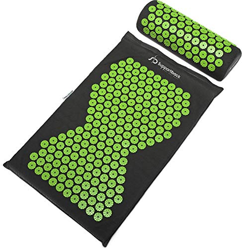 Supportiback® Estera y almohada de acupresión y bienestar – Alivia el dolor de espalda y cuello, relaja los músculos y reduce el insomnio – incluye funda lavable y bolsa de viaje Supportiback® Estera y almohada de acupresión y bienestar – Alivia el dolor de espalda y cuello, relaja los músculos y reduce el insomnio – incluye funda lavable y bolsa de viaje