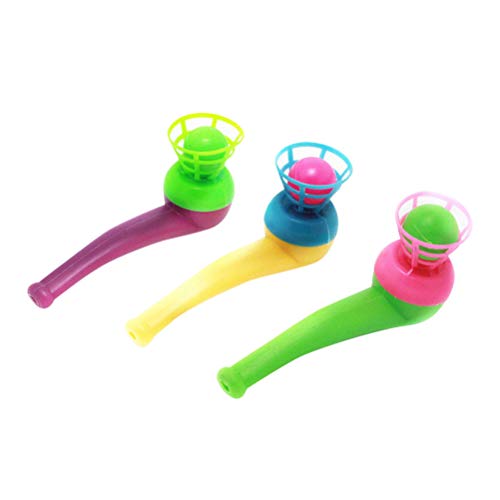 SUPVOX 10 piezas de plástico bola flotante de juguete que sopla juego de pelota Blow Pipe para niños bebé niño