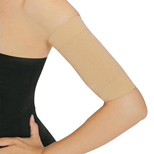 Supvox Pérdida de peso Faja reductora para adelgazar del brazo Quemador de grasa Quemar la celulitis para mujeres, mujeres, mujeres 2 pares (Caqui + Negro)