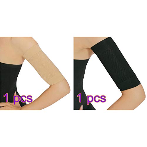 Supvox Pérdida de peso Faja reductora para adelgazar del brazo Quemador de grasa Quemar la celulitis para mujeres, mujeres, mujeres 2 pares (Caqui + Negro)