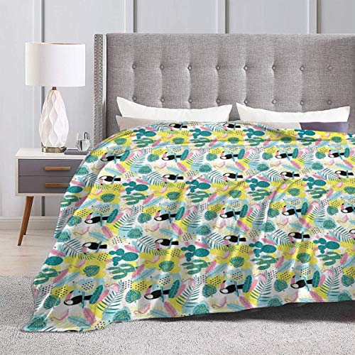 SURERUIM Soft Fleece Throw Blanket,Patrón de Arte de la Isla Aloha Nature con Cactus de flamencos de tucán y Hojas exóticas,Home Hotel Sofá Cama Sofá Mantas para Parejas Niños Adultos,120x150cm SURERUIM Soft Fleece Throw Blanket,Patrón de Arte de la Isla Aloha Nature con Cactus de flamencos de tucán y Hojas exóticas,Home Hotel Sofá Cama Sofá Mantas para Parejas Niños Adultos,120x150cm