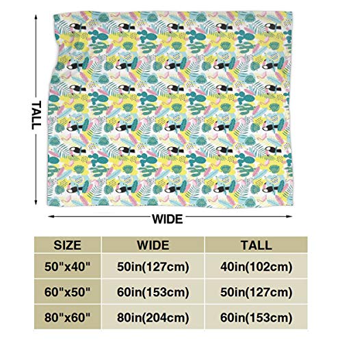 SURERUIM Soft Fleece Throw Blanket,Patrón de Arte de la Isla Aloha Nature con Cactus de flamencos de tucán y Hojas exóticas,Home Hotel Sofá Cama Sofá Mantas para Parejas Niños Adultos,120x150cm SURERUIM Soft Fleece Throw Blanket,Patrón de Arte de la Isla Aloha Nature con Cactus de flamencos de tucán y Hojas exóticas,Home Hotel Sofá Cama Sofá Mantas para Parejas Niños Adultos,120x150cm
