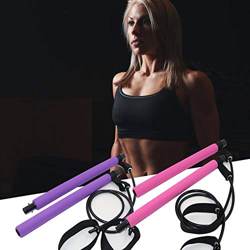 Surobayuusaku Multifunctional Pilates Bar with Resistance Band Yoga Pull Bar for Gym Fitness Bodybuilding Training Sports