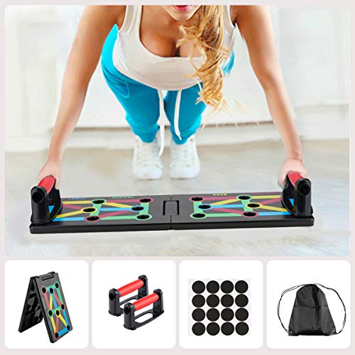 Surplex 9 en 1 Push Up Rack Board System Plegable Push Up Tabla Board Fitness Entrenamiento Gimnasio Ejercicio Stands para el Aptitud Ejercicio Entrenamiento Muscular del Cuerpo Deporte Gimnasio hogar