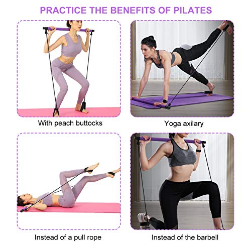 Surplex Kit de Barra de Pilates portátil con Banda de Resistencia, Bodybuilding Yoga Pilates Stick con Foot Loop, Core Strength Fitness Gym para Terapia Física, Estiramiento, Esculpido, Torsión Surplex Kit de Barra de Pilates portátil con Banda de Resistencia, Bodybuilding Yoga Pilates Stick con Foot Loop, Core Strength Fitness Gym para Terapia Física, Estiramiento, Esculpido, Torsión