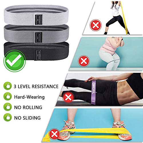 Suxman Bandas Elasticas Musculacion, Antideslizantes Bandas de Resistencia de Tela 3 Niveles, Cintas Elasticas para Gluteos, Cadera, Piernas, Brazos, Yoga, Pilates, Fitness (Negro-Gris-Blanco)